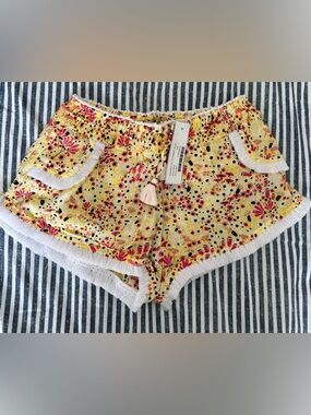 Poupette St. Barth Yellow Malva Lace Trimmed Kids Boxer Shorts